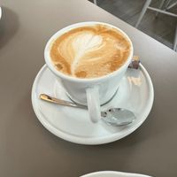 cappuccino with soy milk  at Vegan's Prague in Prague