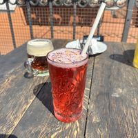 Homemade lemonade - raspberryy  at Vegan's Prague in Prague