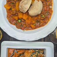 Gulash and lassagne at Vegan's Prague in Prague