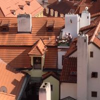 view of the restaurant's terrace from the Hradčany castle at Vegan's Prague in Prague