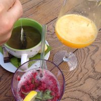 lemonade, green tea and orange juice at Vegan's Prague in Prague