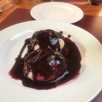Sweet blueberry dumplings  at Vegan's Prague in Prague