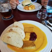 Vegan Dumplings and roasted tempeh at Vegan's Prague in Prague