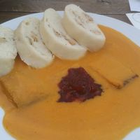 Svickova with dumplings and smoked tempeh at Vegan's Prague in Prague