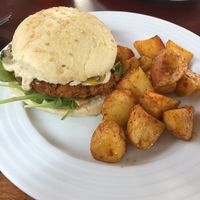 Chickpea burger  at Vegan's Prague in Prague