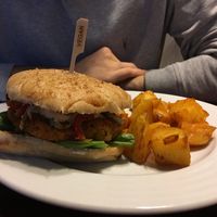 Leonardo da Vinci burger at Vegan's Prague in Prague