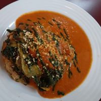 Zucchini lasagne at Vegan's Prague in Prague