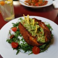 Sweet potato with guacamole, yum! at Vegan's Prague in Prague