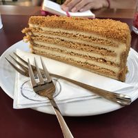 Vegan honey cake  at Vegan's Prague in Prague