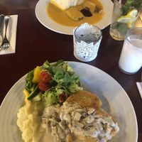 Schnitzel made from chickpeas and lentils & Czech dumplings  at Vegan's Prague in Prague