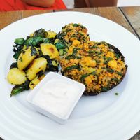 Vegan filled portabello mushroom at Vegan's Prague in Prague