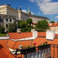 View from the terrace to the castle at Vegan's Prague in Prague