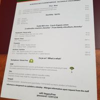 Menu at Vegan's Prague in Prague