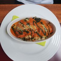 Zucchini lasagne at Vegan's Prague in Prague