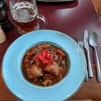 Traditional potatoes goulash at Vegan's Prague in Prague