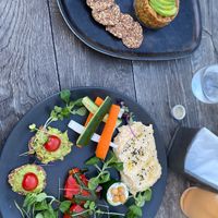 Starters plate and avocado tartar  at Vegan's Prague in Prague