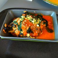 Zucchinilasagne at Vegan's Prague in Prague