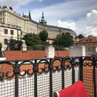 The view from the outside seating area  at Vegan's Prague in Prague