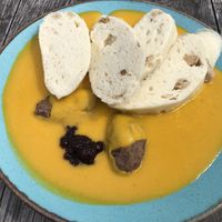 dumplings with sauce  at Vegan's Prague in Prague