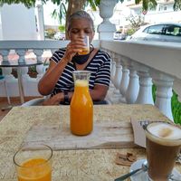 Fresh orange juice and coffee. at Eco Eco in Tenerife
