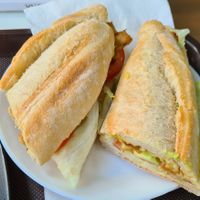 Avocado, salad, tomato and plant based protein sandwich at Crois-Sants in Barcelona