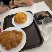 normal (with sugar coating), jamon and queso, dark chocolate minis  at Crois-Sants in Barcelona