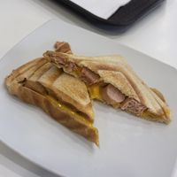 Bikini de frankfurt and queso  at Crois-Sants in Barcelona