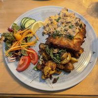 Schnitzel with chanterelles  at Steffenhagen in Dresden