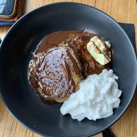 Pancakes with notella and whipped cream at Matcha Mylkbar in St Kilda