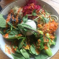 Low FODMAP bowl with vegan poached egg  at Matcha Mylkbar in St Kilda