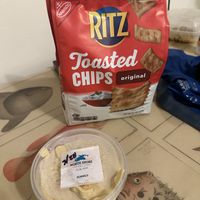 Hummus and crackers  at North Shore Deli in St John