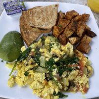 Tofu scramble with added avocado and no butter  at Cruz Bay Landing in St John