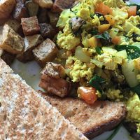 Yummy tofu scramble at Cruz Bay Landing in St John