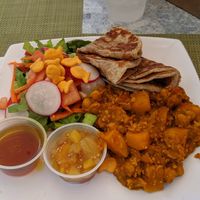 Roti - vegan minus the goldfish 😝 at Cruz Bay Landing in St John