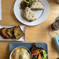 Fuccacia and a pasta for lunch at Doolin Cafe in Doolin