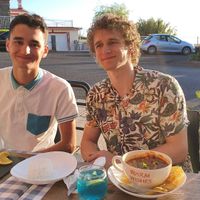 Spaghetti pommodori, bean chilli and rice at O Forno in Calheta