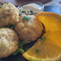 homemade breaded mushrooms with garlic mayonnaise  at O Forno in Calheta