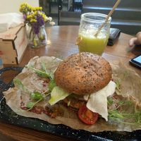 Burger with tofu cheese and smoozy ＃5 at Vegano Hooligano - Mala in Odessa