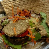 popeye burger , super small at Vegan & Raw in Mallorca