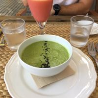 Raw zucchini soup and smoothie  at Vegan & Raw in Mallorca