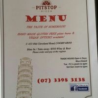 menu 1 at Pitstop Pizza in Coorparoo