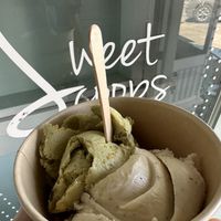 Vanilla and pistachio ice cream  at Sweet Scoops in Sonoma