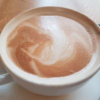 Soy cappuccino  at Village Green in Jerusalem