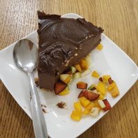 Chocolate fudge cake at Village Green in Jerusalem