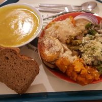 Vegan buffet at Village Green in Jerusalem