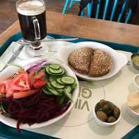 Vegan burekas-traditional Israeli food at Village Green in Jerusalem