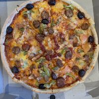 Vegan wrath pizza (added olives)  at Hell Pizza in Queenstown