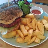 Veggie Burger at Campbell's Canal Cafe in North West London