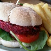 vegan burger at Campbell's Canal Cafe in North West London