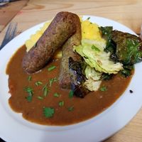 Sausage and polenta at Campbell's Canal Cafe in North West London